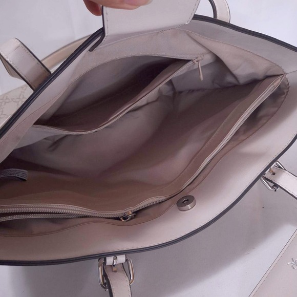 Nine West Tote Bag Beige Monogram Shoulder Bag w/ Card Holder & Top Zip Mint - Picture 9 of 12
